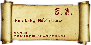 Beretzky Máriusz névjegykártya